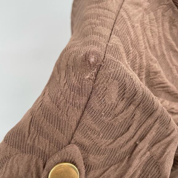 Brown Textured Top Short Sleeve Blouse Floral Swirl 3D Stretchy Corpcore Size 38 - Picture 5 of 7